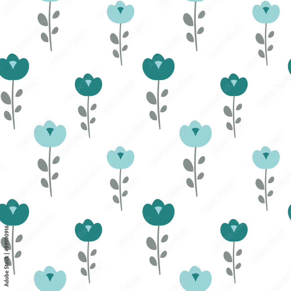 cute little blue flowers seamless vector pattern background illustration