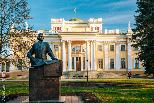 Monument to Count Nikolai Rumyantsev near Palace in Gomel, Belar photo