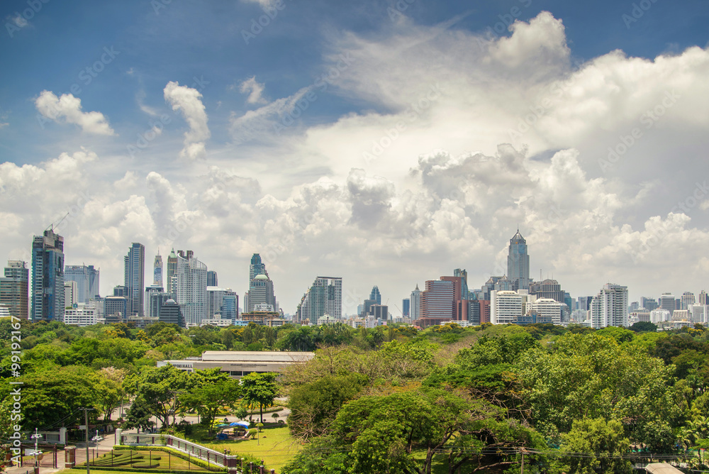 Fototapeta premium Bangkok cityscape and park