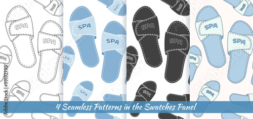 Seamless patterns with Thai massage, spa elements