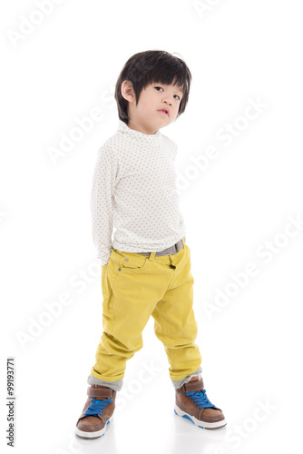 little asian boy on white background isolated © lalalululala