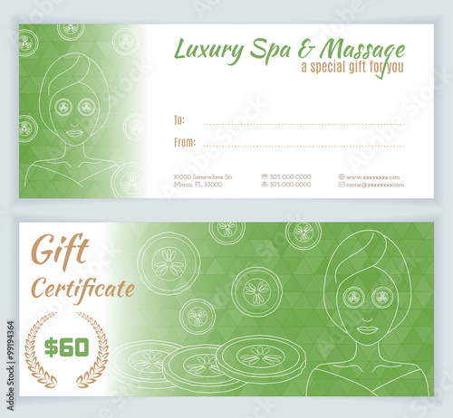 Spa, massage gift certificate template