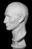 White gypseous head of a man, profile,
