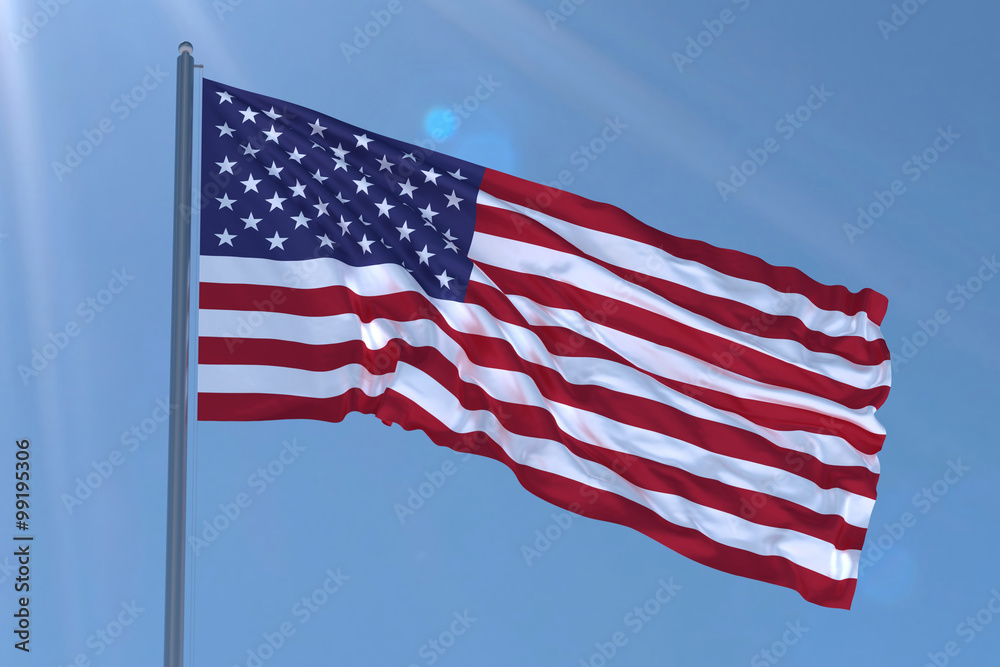 Fototapeta premium american flag waving on wind