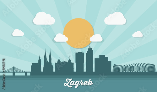 Zagreb skyline - flat design