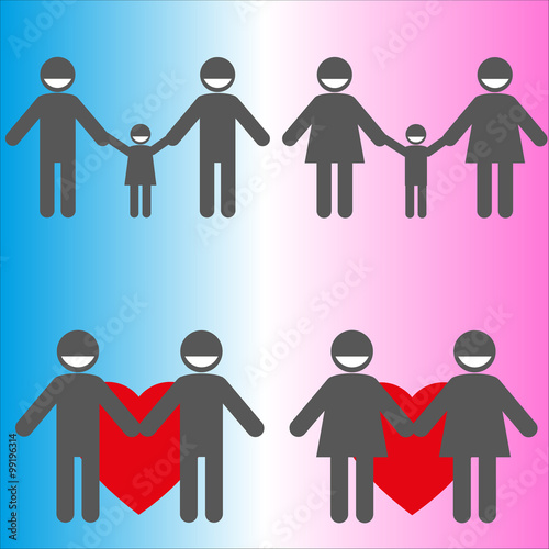 Gay and lesbian couples icons set