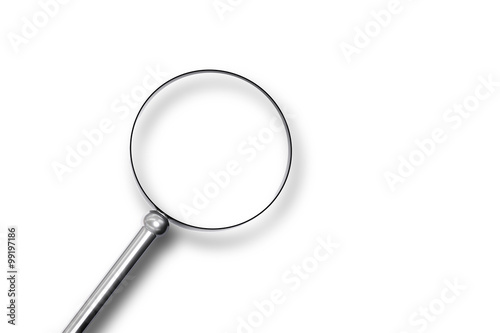 metal magnifier search on white surface