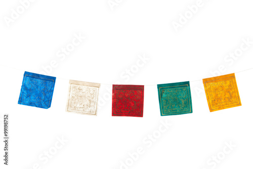 Buddhism flags in a row
