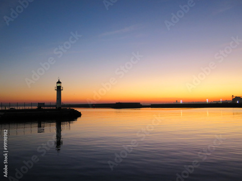 Lighthouse in the port of Burgas at sunset