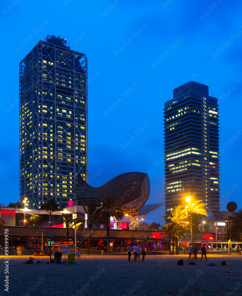 Ταπετσαρία night view of skyscrapers and  Beach
