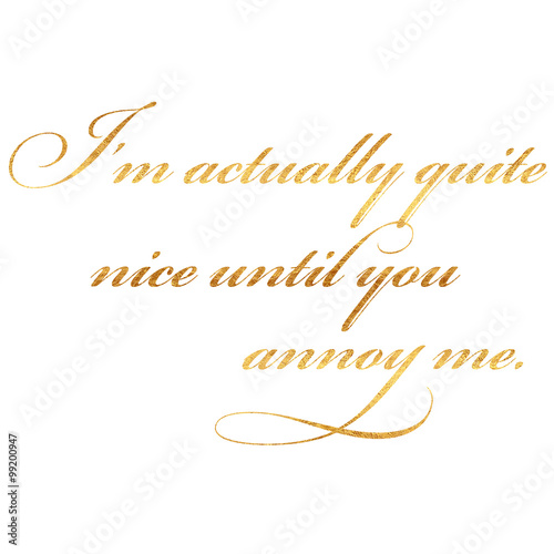Funny Faux Gold Foil Metallic Glitter Quote Isolated