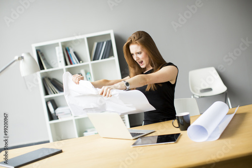 Angry businesswoman in the office