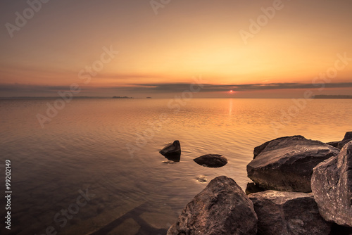 View of a beach at a Provincial Park in Ontario Canada during sunrise