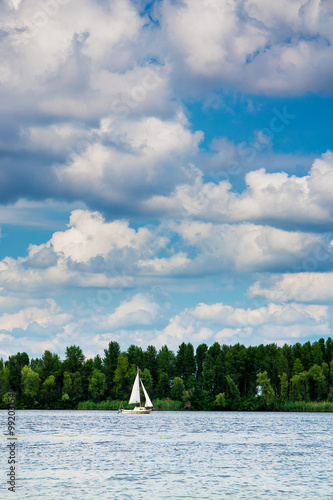 Sail boat on Dniper river at summer © alexytrener