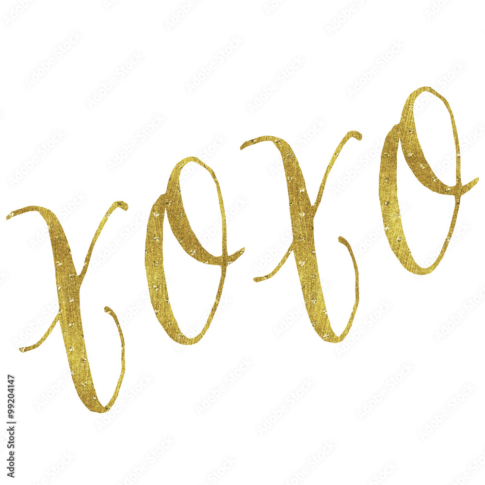 XOXO Hugs and Kisses Gold Faux Foil Metallic Glitter Love Quote XOXO Hugs and Kisses Gold Faux Foil Metallic Glitter Love Quote