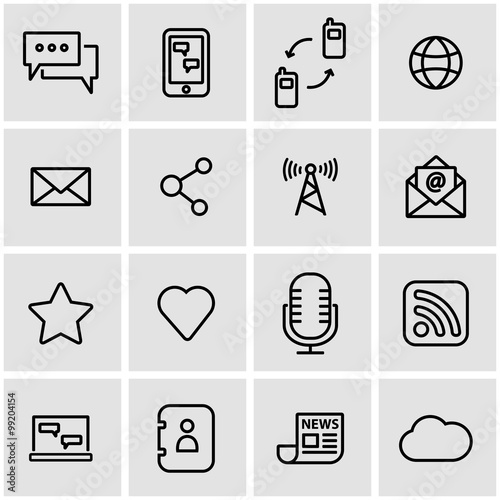 Vector line communication icon set. Communication Icon Object, Communication Icon Picture, Communication Icon Image - stock vector