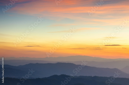 beautiful landscape sunset view in mountain