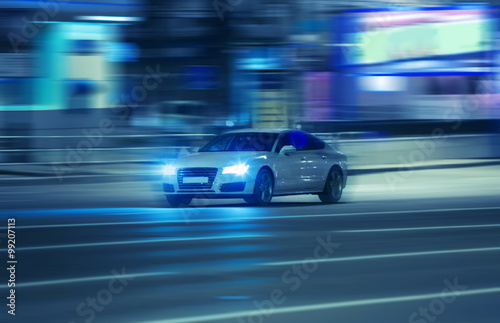 cars go on night city