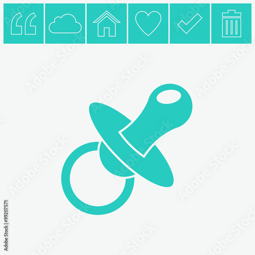 Baby pacifier vector icon.