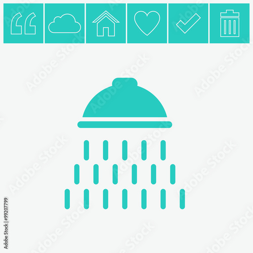 Shower vector icon with water drops symbol.
