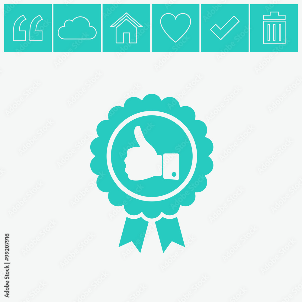 Badge with thumbs up vector icon. Badge with thumbs up vector icon.