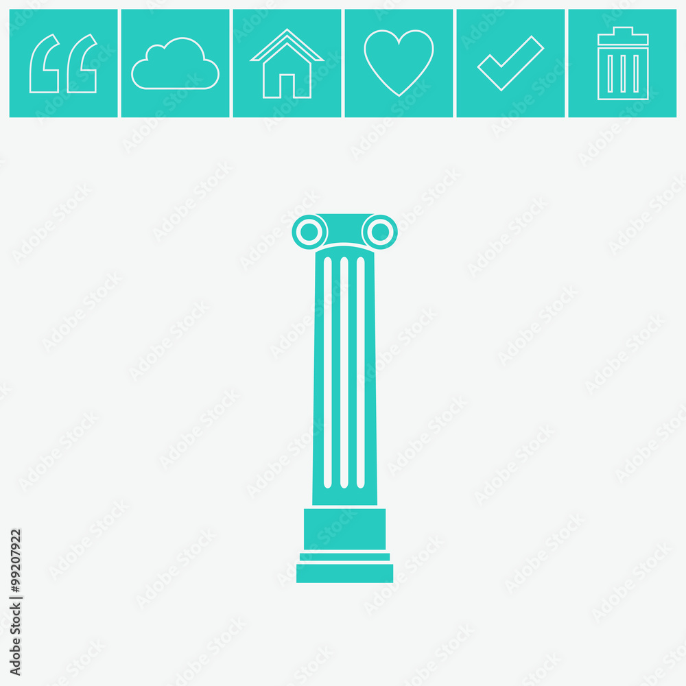 Antique column pillar vector icon. Ancient column icon.