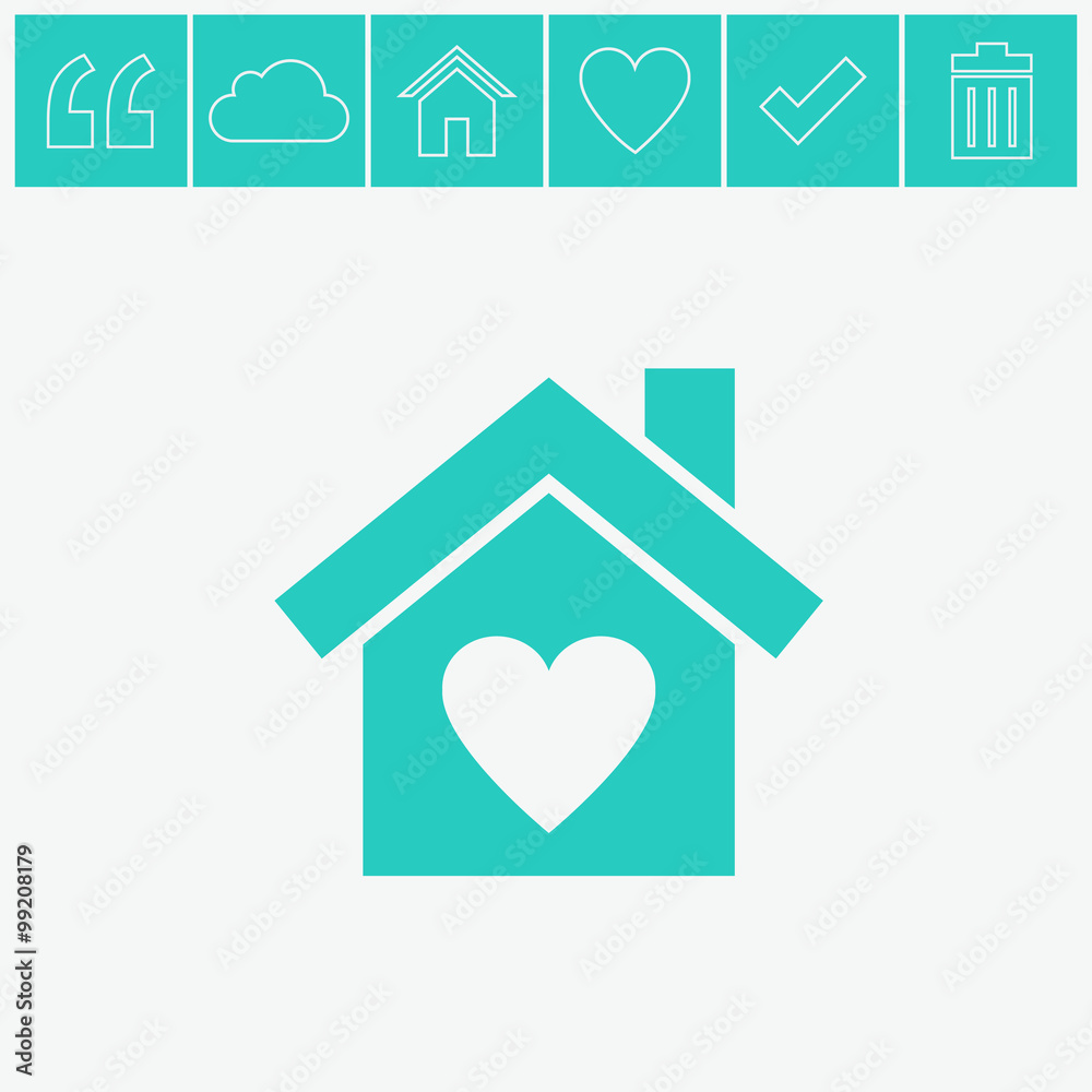 House with heart vector icon.