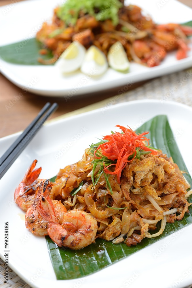 Close-up Penang famous stir fried char kuey teow Close-up Penang famous stir fried char kuey teow