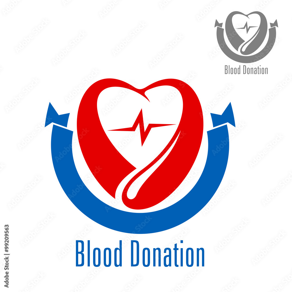 Blood donation icon with heart and drop Blood donation icon with heart and drop