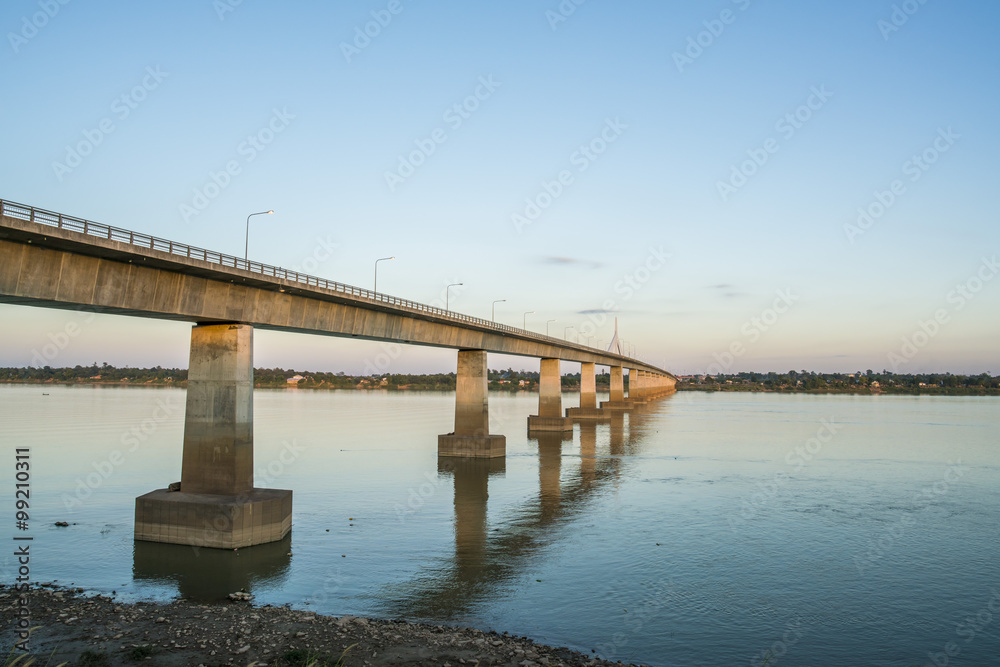 Bridge across the Mekong River. Thai-Lao friendship bridge