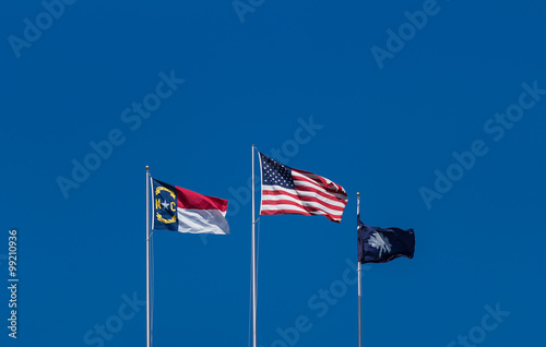 American and North & South Carolina Flags photo