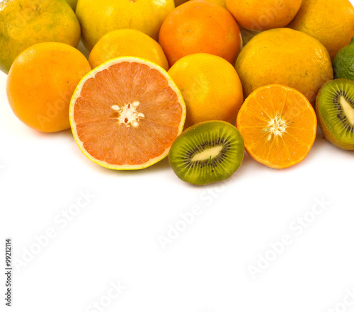 Various fresh healthy fruit with kiwi , orange 