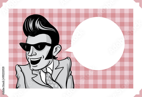 Greeting card with happy rockabilly guy