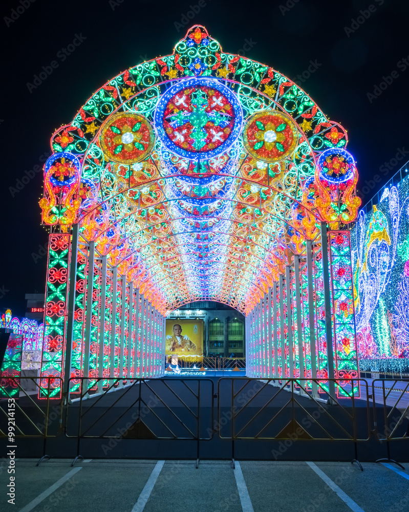 Obraz premium New year light show at Bangkok city hall