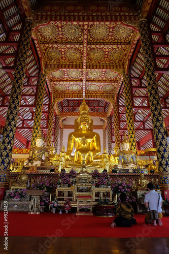 golden buddha statue in wat suan dok temple, chiang mai