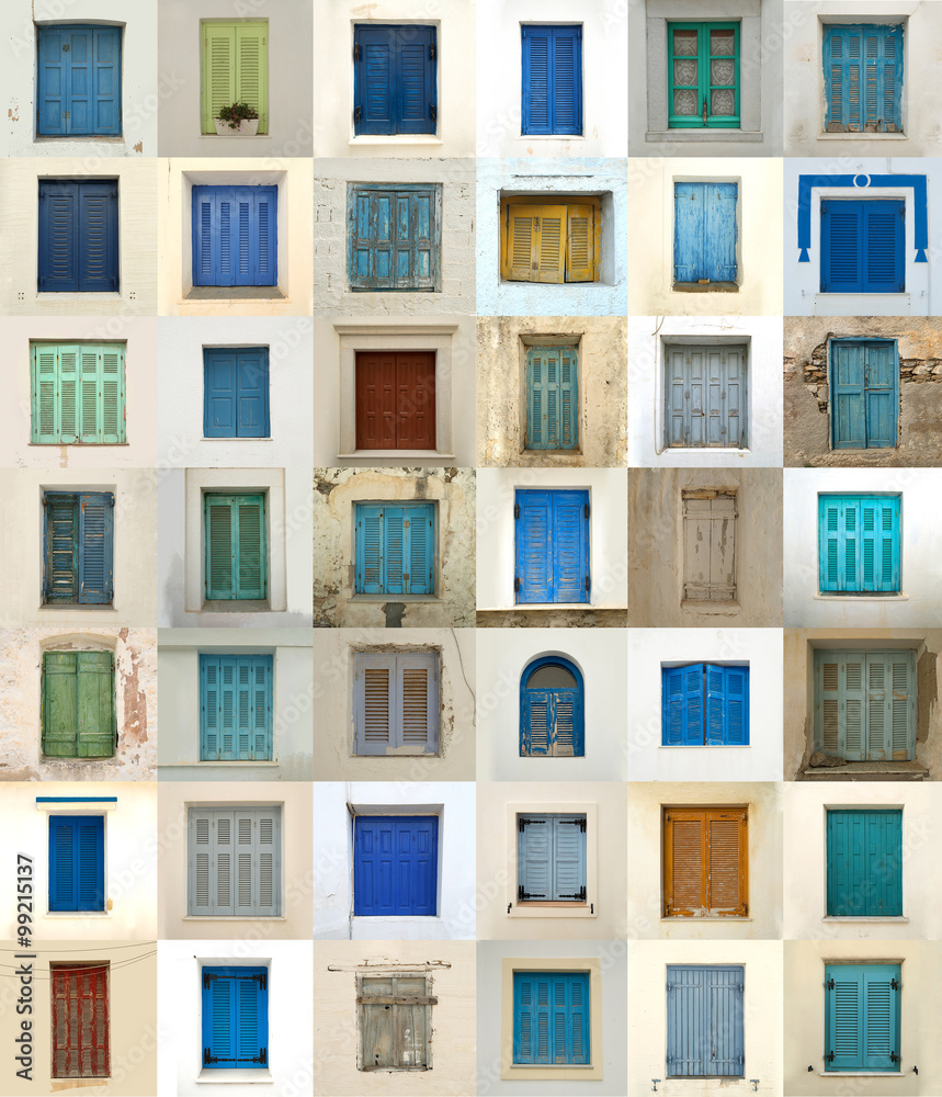 Collage of windows from greece