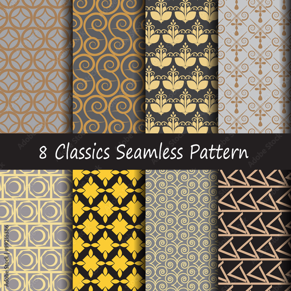 Pattern seamless classics retro style with gold pattern