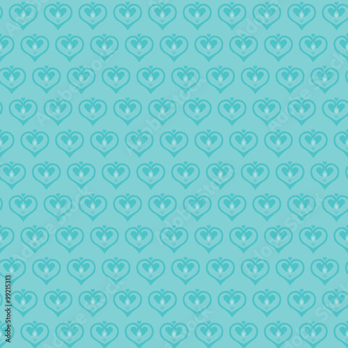 Retro seamless classics pattern heart shape in blue color