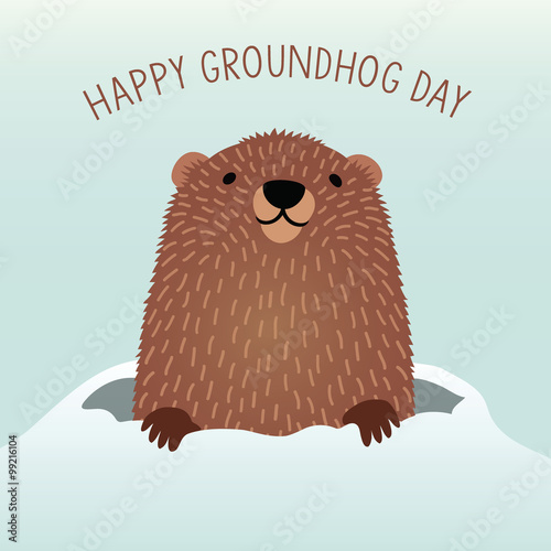 Happy Groundhog Day design with cute groundhog photo