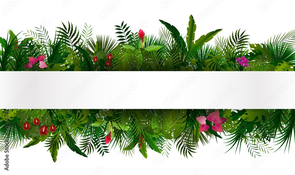 Fototapeta premium Tropikalne liście. Kwiatowy wzór tła