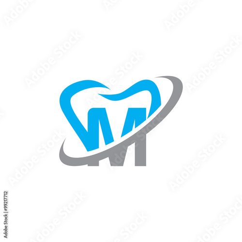 Simple Dental Initial Logo Vector Swossh m photo