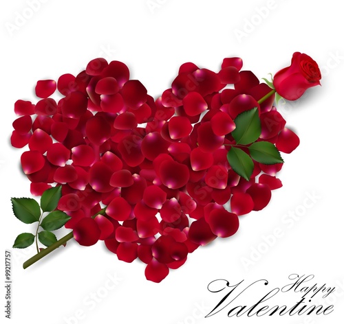 Valentine's day background with  rose petals heart 