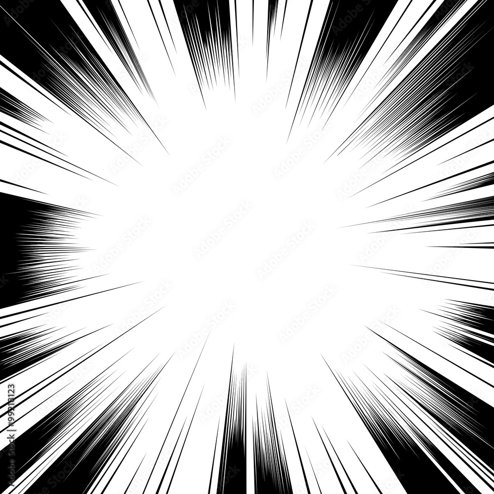 Comic book black and white radial lines background Square fight