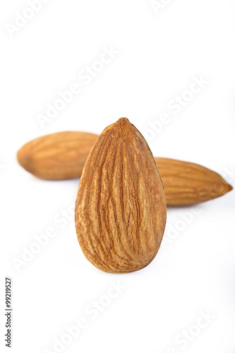 Almonds nut on white