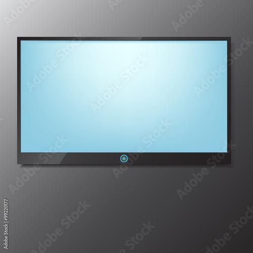 LED   LCD TV screen hanging on grey background isolate vector illustration eps 10