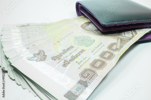 Thai money banknote in the wallet