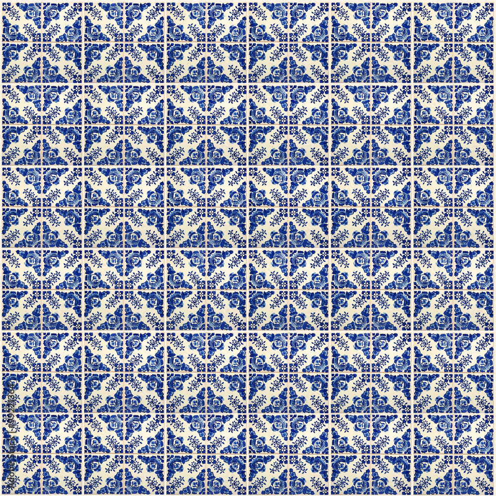 Collage of blue pattern tiles in Portugal