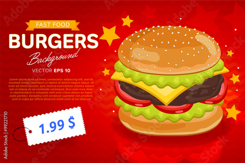 Cheeseburger sale banner template.