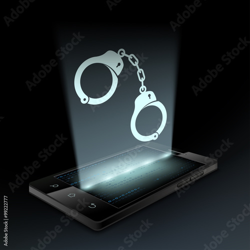 Icon handcuffs. Hologram.