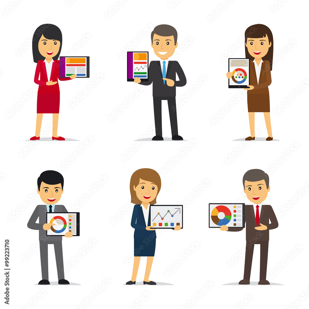 Businessmen holding tablet PC showing chart Businessmen holding tablet PC showing chart